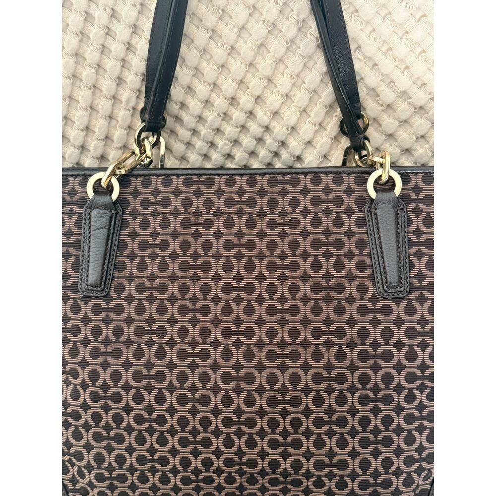 Coach Signature C Women’s Madison Canvas Tote Brown Leather Trim Gold Hardware - Picture 12 of 12